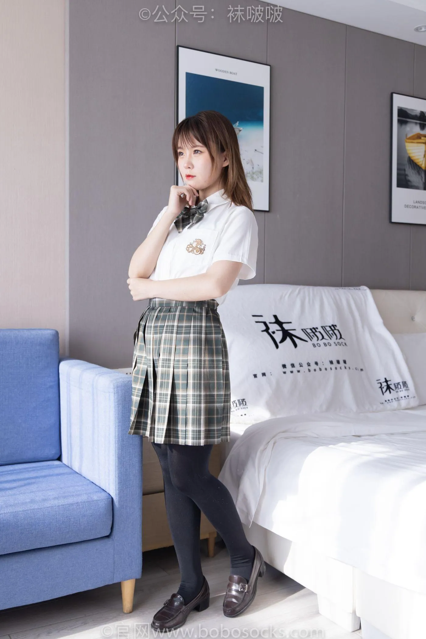 [BoBoSocks袜啵啵]NO.056 朵朵-JK制服、皮鞋、厚黑丝 [135P]插图2